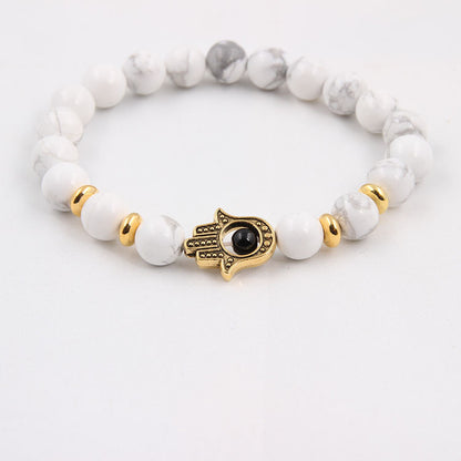 Bracelet en perles de pierre de lave noire énergétique de 8 mm - LUXARAH