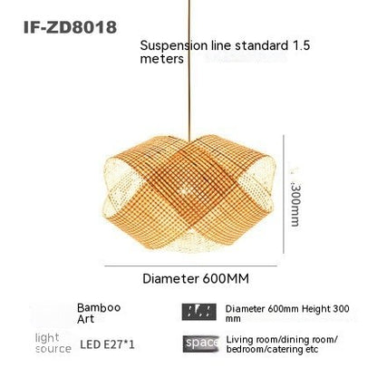 Lampe en bambou tissée en bambou Lustre décoratif créatif - LUXARAH