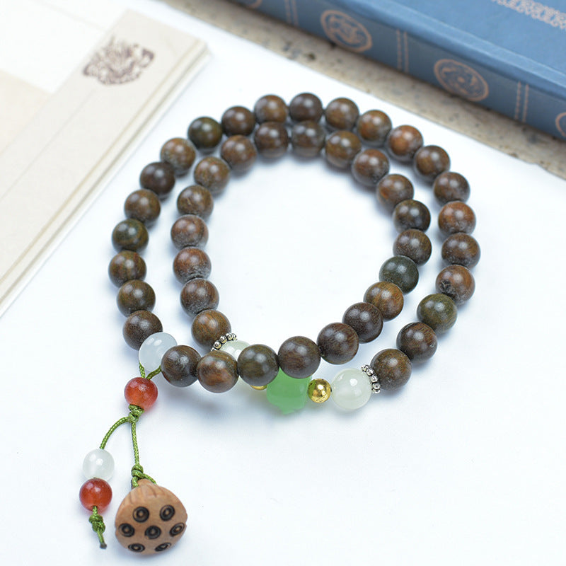 Bracelet à double anneau en bambou et bois de santal vert naturel à faire soi-même - LUXARAH