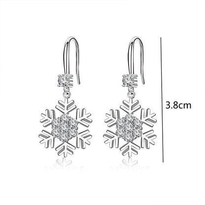 Boucles d'oreilles flocon de neige avec strass, tendance, personnalisées, pour femmes, bijoux de Noël