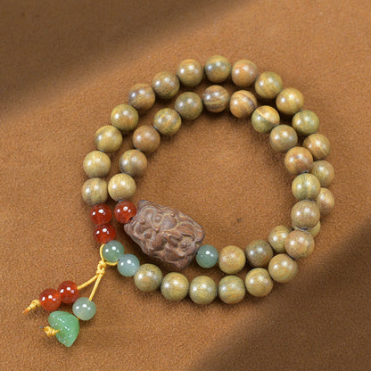 Bracelet à double anneau en bambou et bois de santal vert naturel à faire soi-même - LUXARAH