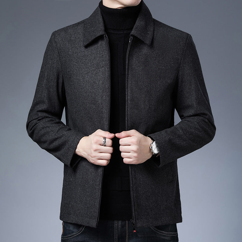 Veste à col polo, manteau à fermeture éclair, style basique