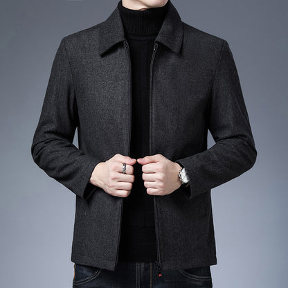 Veste à col polo, manteau à fermeture éclair, style basique