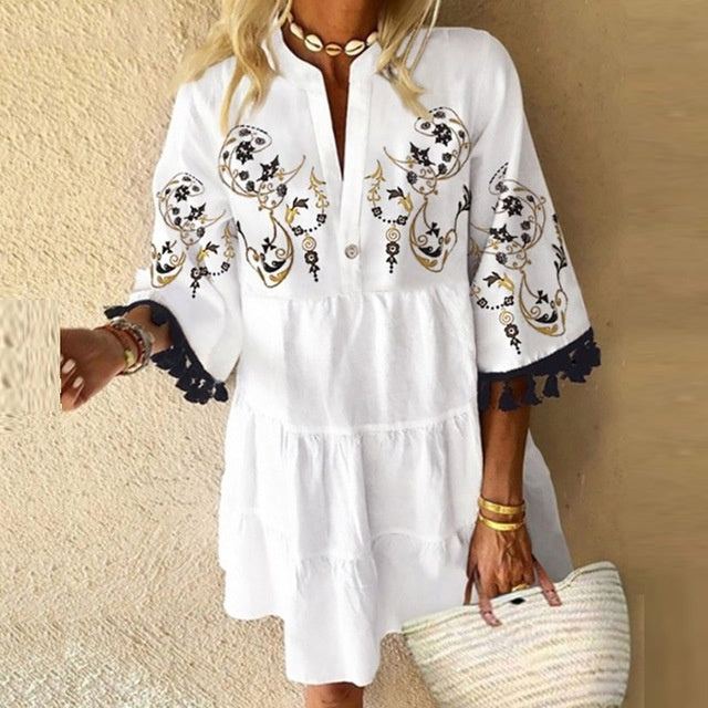Robe d'été élastique, style vintage, mignon, élégant, à fleurs - LUXARAH