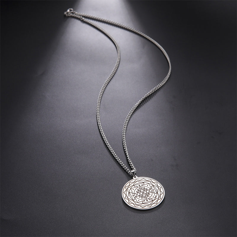 Collar con colgante de flor de mandala de acero inoxidable, collares de geometría sagrada