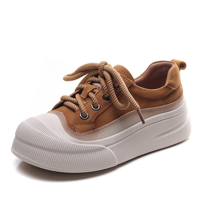 Chaussures décontractées à lacets en cuir de vache pleine fleur pour femmes - LUXARAH
