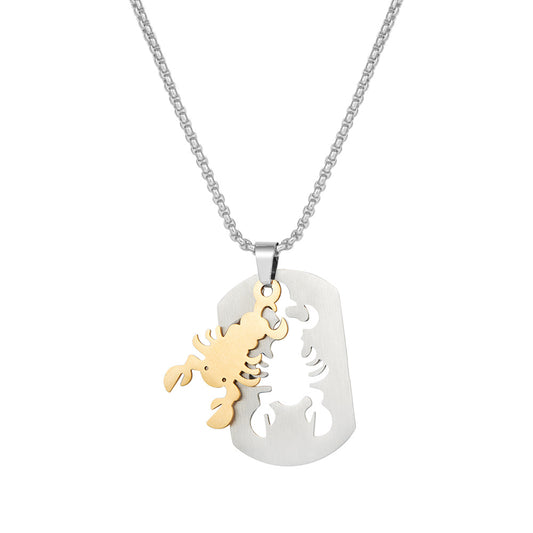 Collier avec pendentif puzzle scorpion et chaîne en acier inoxydable