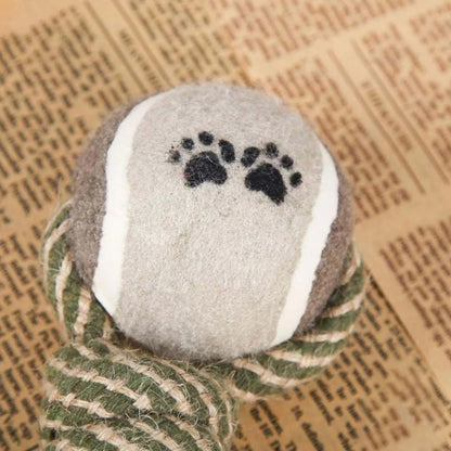 Jouet à mâcher pour animaux de compagnie, corde en coton, haltère de tennis, balle en caoutchouc, jouet interactif pour chiens de taille moyenne et grande, fournitures de jeu pour animaux - LUXARAH
