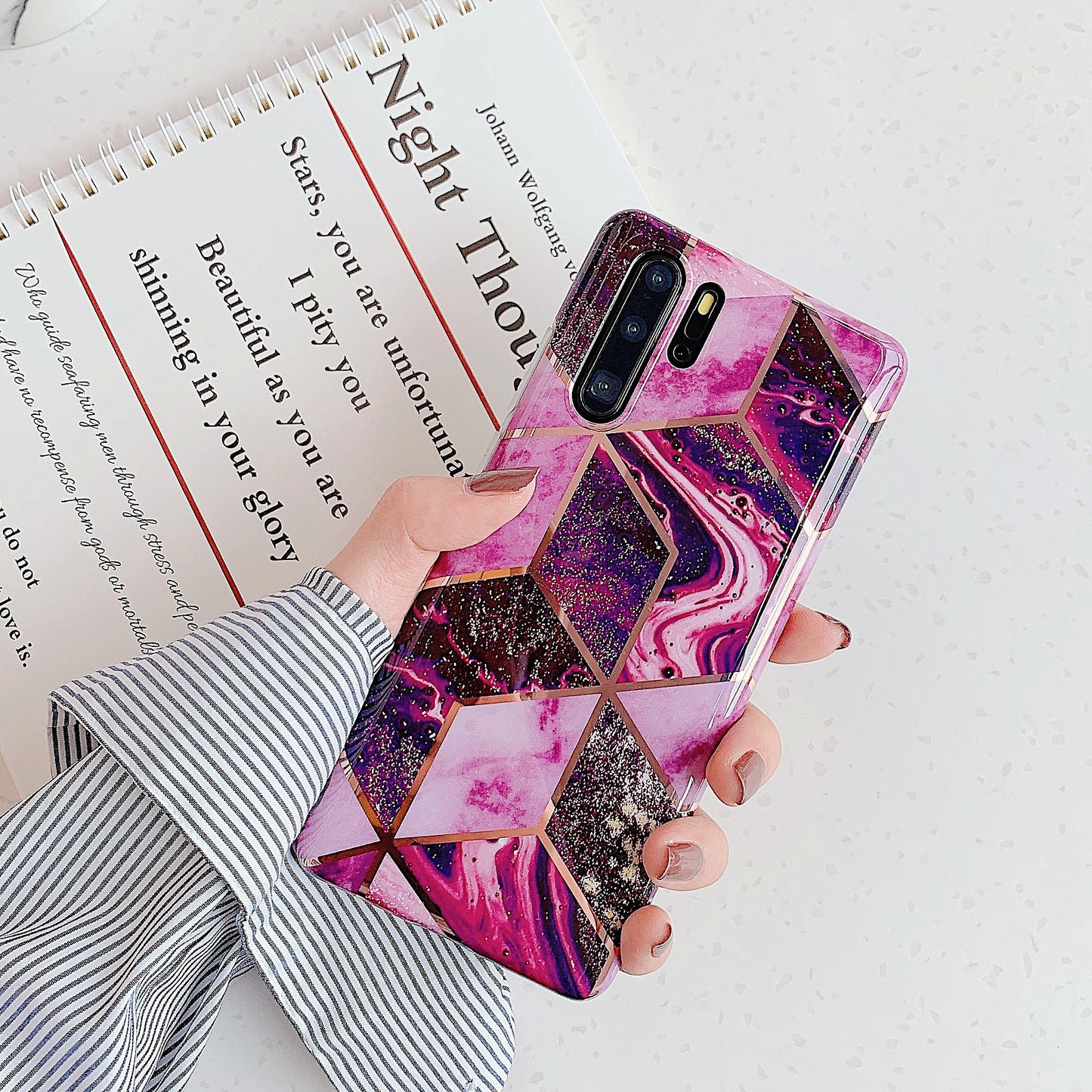 Étui de téléphone portable en marbre électrolytique