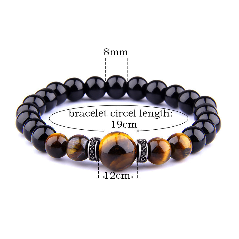 Bracelets en pierres naturelles et perles œil de tigre pour homme - LUXARAH