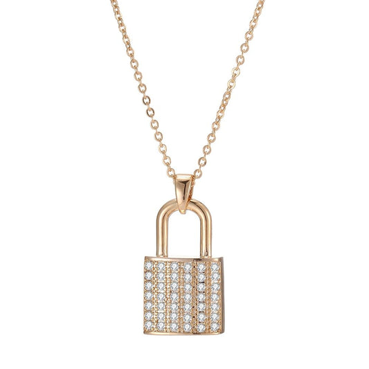 Colliers de luxe avec cadenas en zircon pour amoureux
