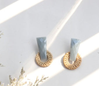 Boucles d'oreilles en paille de bambou et rotin - LUXARAH