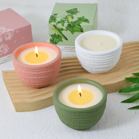 Bougies parfumées sans fumée, 100 g, en forme de tasse de ciment, en cire de soja naturelle, aux huiles essentielles, pour décoration de mariage