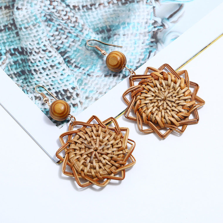 Boucles d'oreilles en rotin et bambou faites à la main - LUXARAH