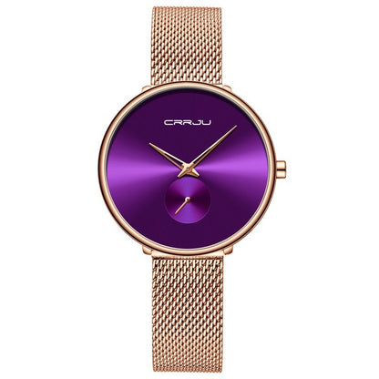 Montre simple pour femme avec bracelet en acier inoxydable et bracelet en maille - LUXARAH