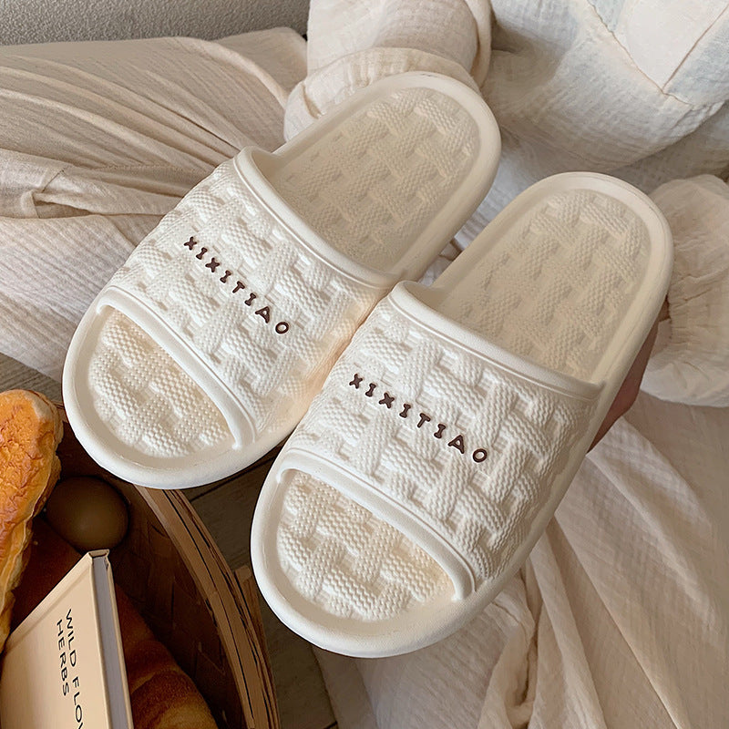 Chaussons à semelle souple tissés à carreaux pour femmes