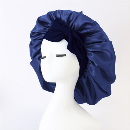 Bonnet en soie pour dormir, bonnet en satin, bonnet de nuit, écharpe pour cheveux bouclés avec lien à nouer