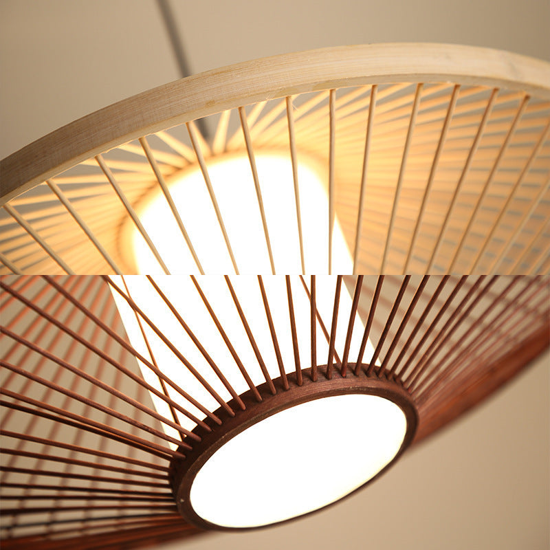 Lustre chinois moderne en bambou, lampe d'art pour restaurant