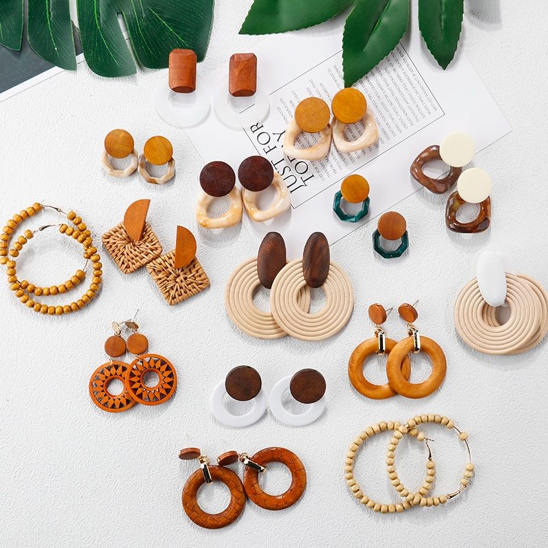 Boucles d'oreilles vintage en rotin tressé - LUXARAH