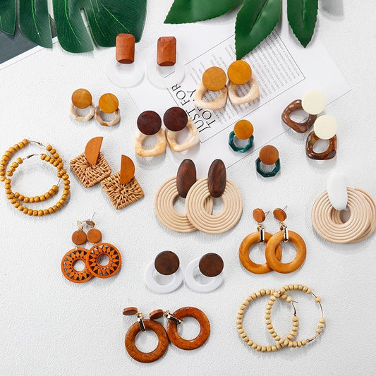 Boucles d'oreilles vintage en rotin tressé - LUXARAH
