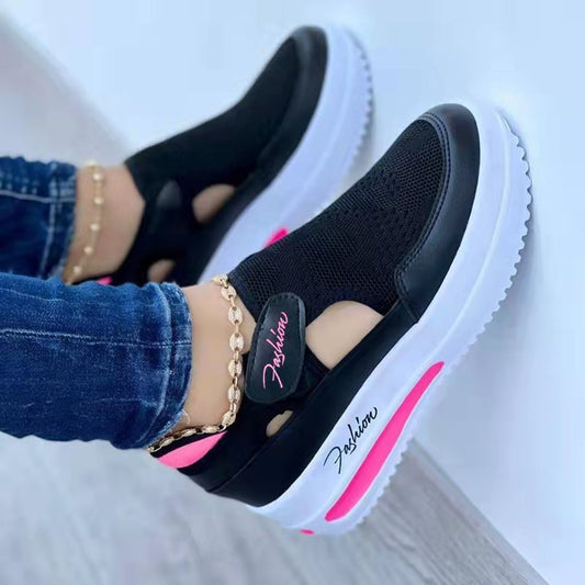 Baskets d'été pour femmes, nouvelles chaussures décontractées à semelle compensée basse, respirantes, antidérapantes, confortables, chaussures de sport en maille, style tendance - LUXARAH