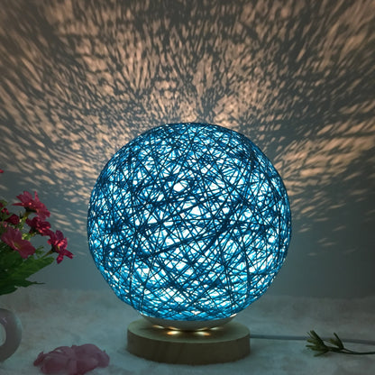 Lampe de table créative en lin, nouveauté et unique, LED intelligente, télécommande, boule en rotin - LUXARAH