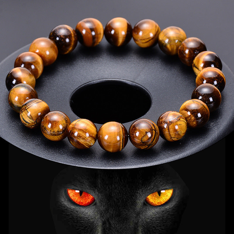 Bracelet d'énergie de yoga en œil de tigre jaune naturel de qualité A - LUXARAH
