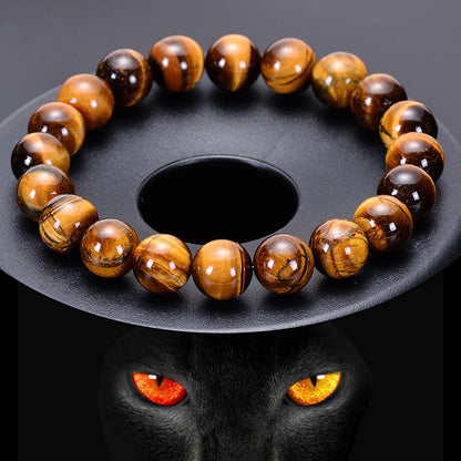 Bracelet d'énergie de yoga en œil de tigre jaune naturel de qualité A - LUXARAH
