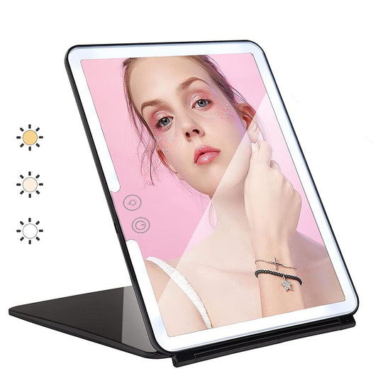 Grand miroir de maquillage portable, rechargeable et pliable. - LUXARAH
