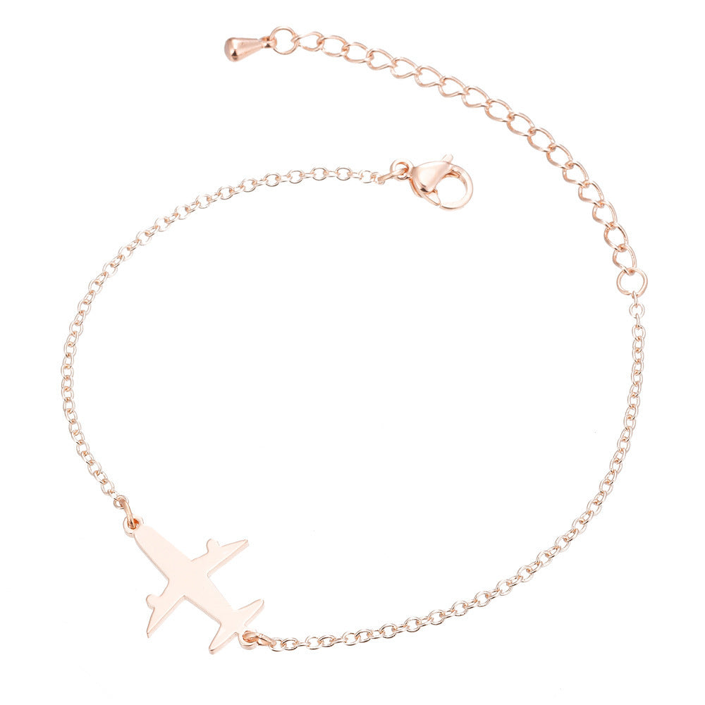 Bracelets en acier inoxydable avec pendentif en forme d'avion, chaîne à breloques tendance, bijoux pour femmes, cadeaux de fête
