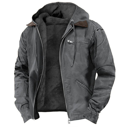 Manteau d'hiver à capuche avec poches, veste polaire chaude zippée, vêtements d'extérieur décontractés pour hommes