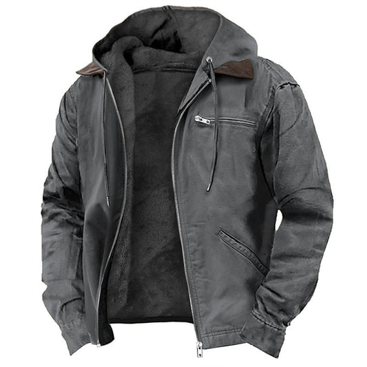 Manteau d'hiver à capuche avec poches, veste polaire chaude zippée, vêtements d'extérieur décontractés pour hommes