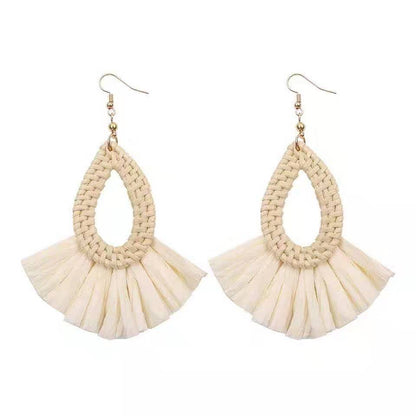 Boucles d'oreilles en raphia et rotin style vacances - LUXARAH