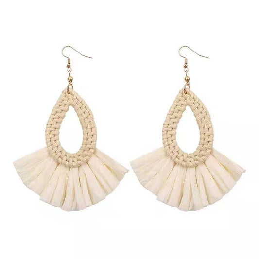 Boucles d'oreilles en raphia et rotin style vacances - LUXARAH