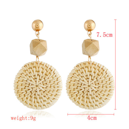 Boucles d'oreilles en bambou et rotin tissés à la main, boucles d'oreilles tribales en rotin - LUXARAH