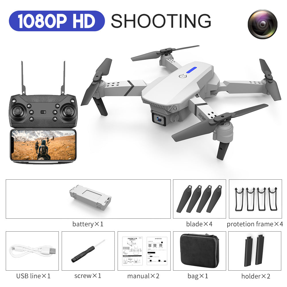 Drone E88, photographie aérienne HD 4K, double caméra, avion télécommandé, jouet