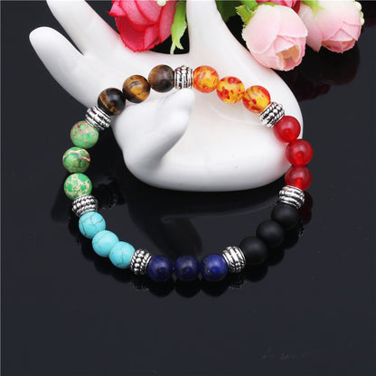 Bracelet de yoga énergétique en pierre naturelle colorée avec chakras - LUXARAH