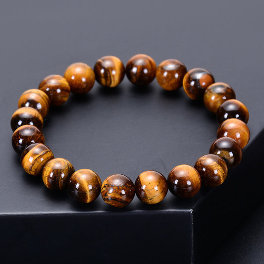 Bracelet d'énergie de yoga en œil de tigre jaune naturel de qualité A - LUXARAH