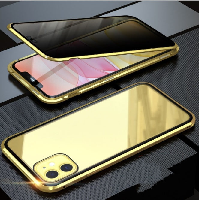Étui magnétique double face en verre pour téléphone portable King, sans fonction anti-espion
