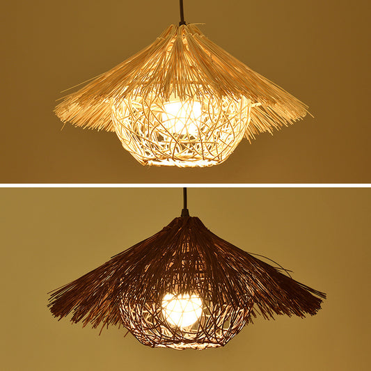 Lustre en chapeau de paille en rotin d'Asie du Sud-Est créatif - LUXARAH