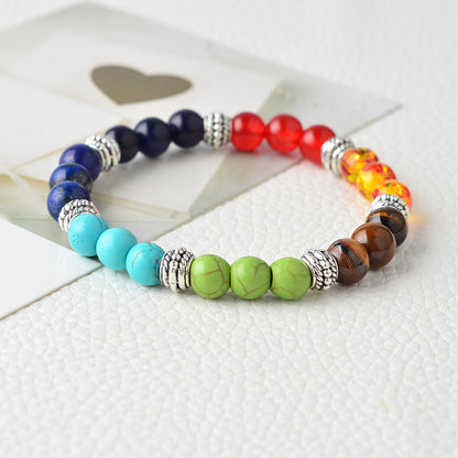 Bracelet de yoga énergétique en pierre naturelle colorée avec chakras - LUXARAH