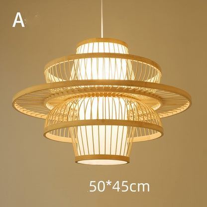 Lustre en bambou pour restaurant chinois, hôtel, famille d'accueil, chambre à coucher, balcon, lanterne, lampe à riz - LUXARAH