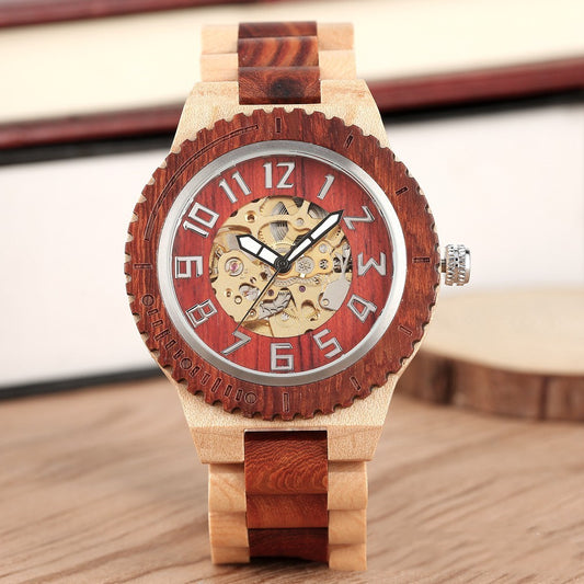 Montre mécanique automatique en bois de bambou avec cadran Creative Gear - LUXARAH