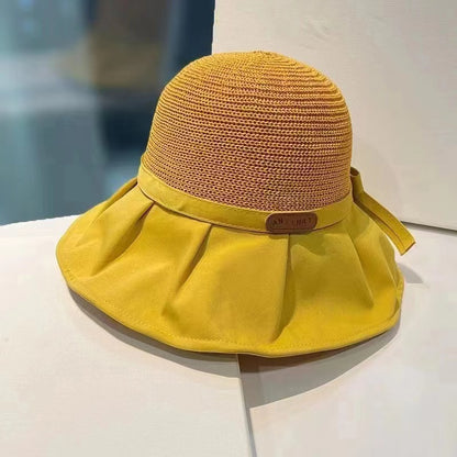 Chapeau de pêcheur en paille à large bord, protection solaire anti-UV et protection du visage, idéal pour l'extérieur