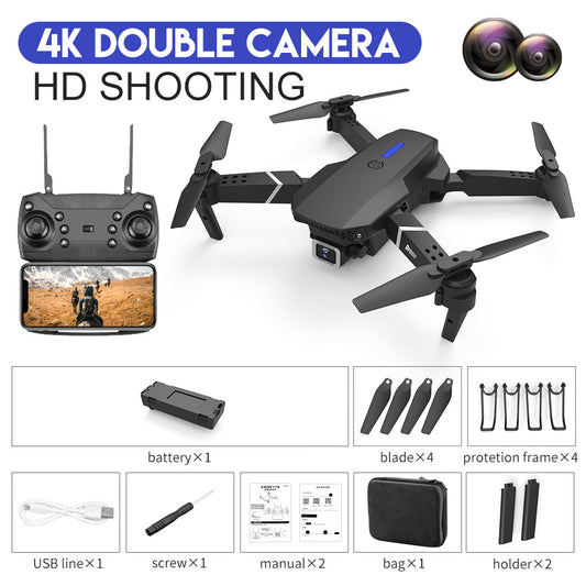 Drone E88, photographie aérienne HD 4K, double caméra, avion télécommandé, jouet