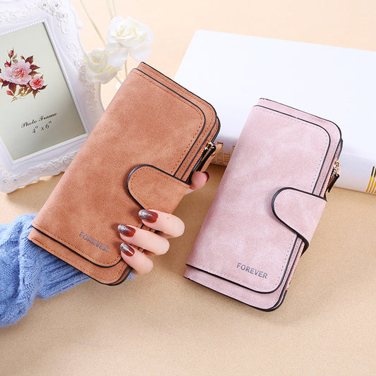 Portefeuille long à trois volets pour femme, nouvelle collection, sac tendance, porte-monnaie multi-cartes, tissu bicolore givré