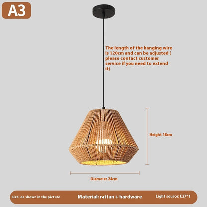 Nouveau lustre créatif en rotin tissé de style chinois - LUXARAH