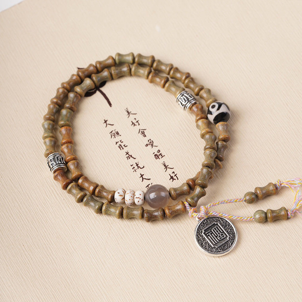 Bracelet à double anneau en bambou et bois de santal vert naturel à faire soi-même - LUXARAH