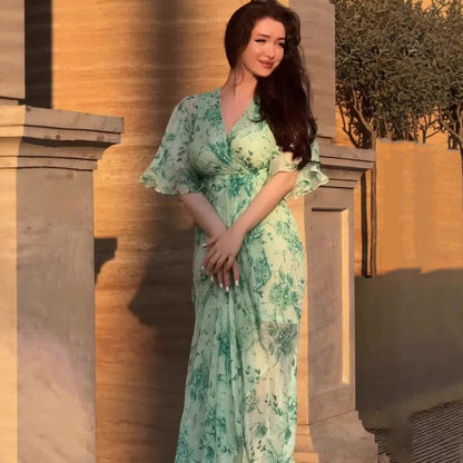 Robe fleurie à manches courtes, douce, fraîche et sexy - LUXARAH