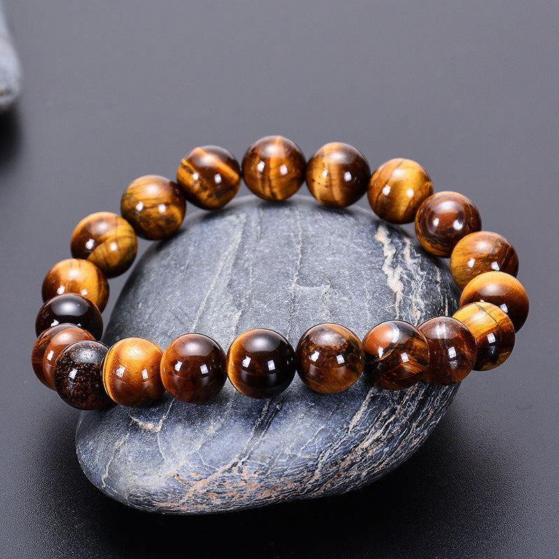 Bracelet d'énergie de yoga en œil de tigre jaune naturel de qualité A - LUXARAH
